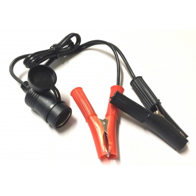 Clip On Power Socket - Female Lighter Plug with Battery Clamps